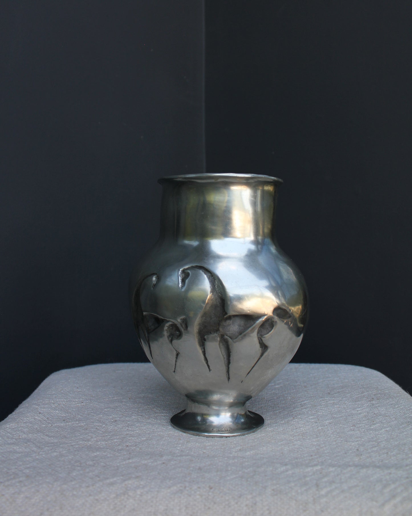 Vintage Mid-Century Pewter Horse Vase