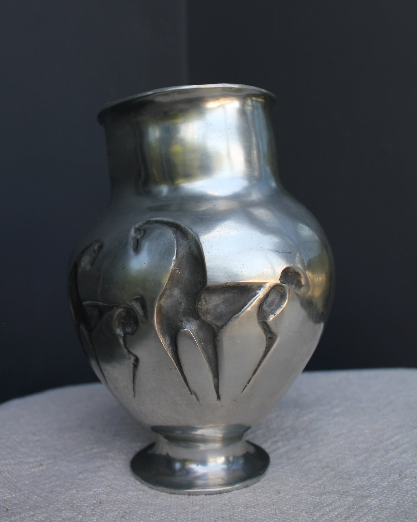 Mid-Century Pewter Horse Vase