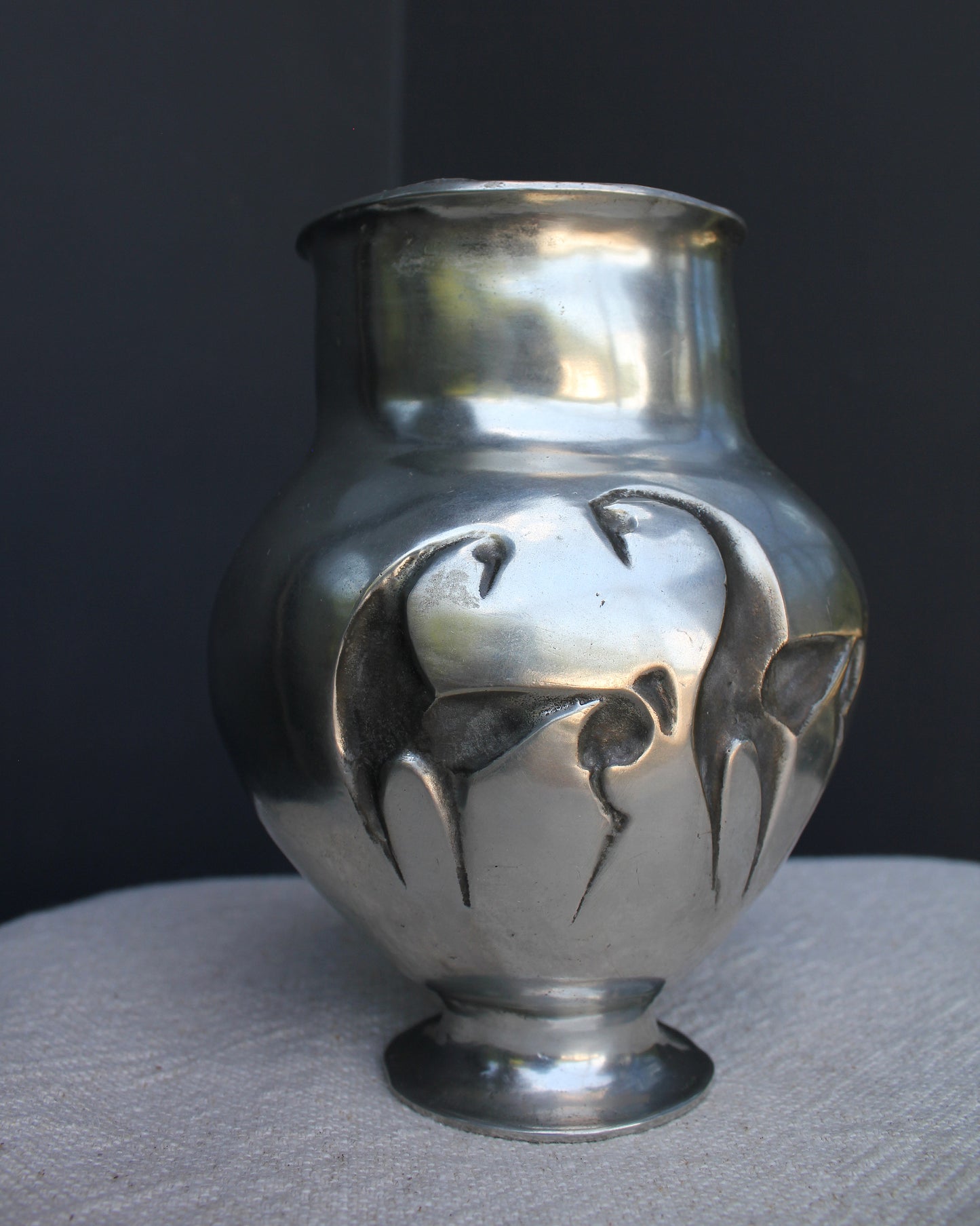 Mid-Century Pewter Horse Vase