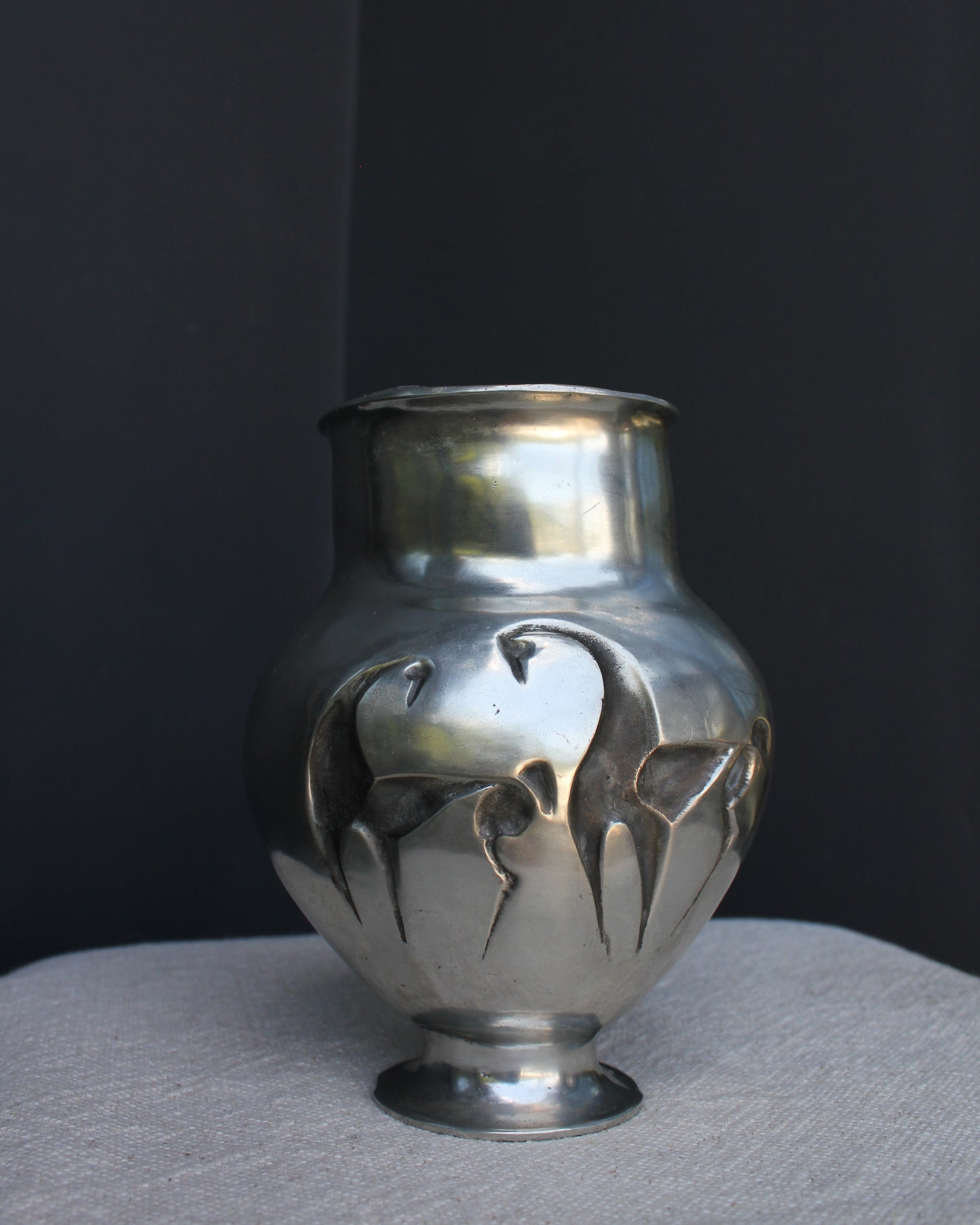 Mid-Century Pewter Horse Vase