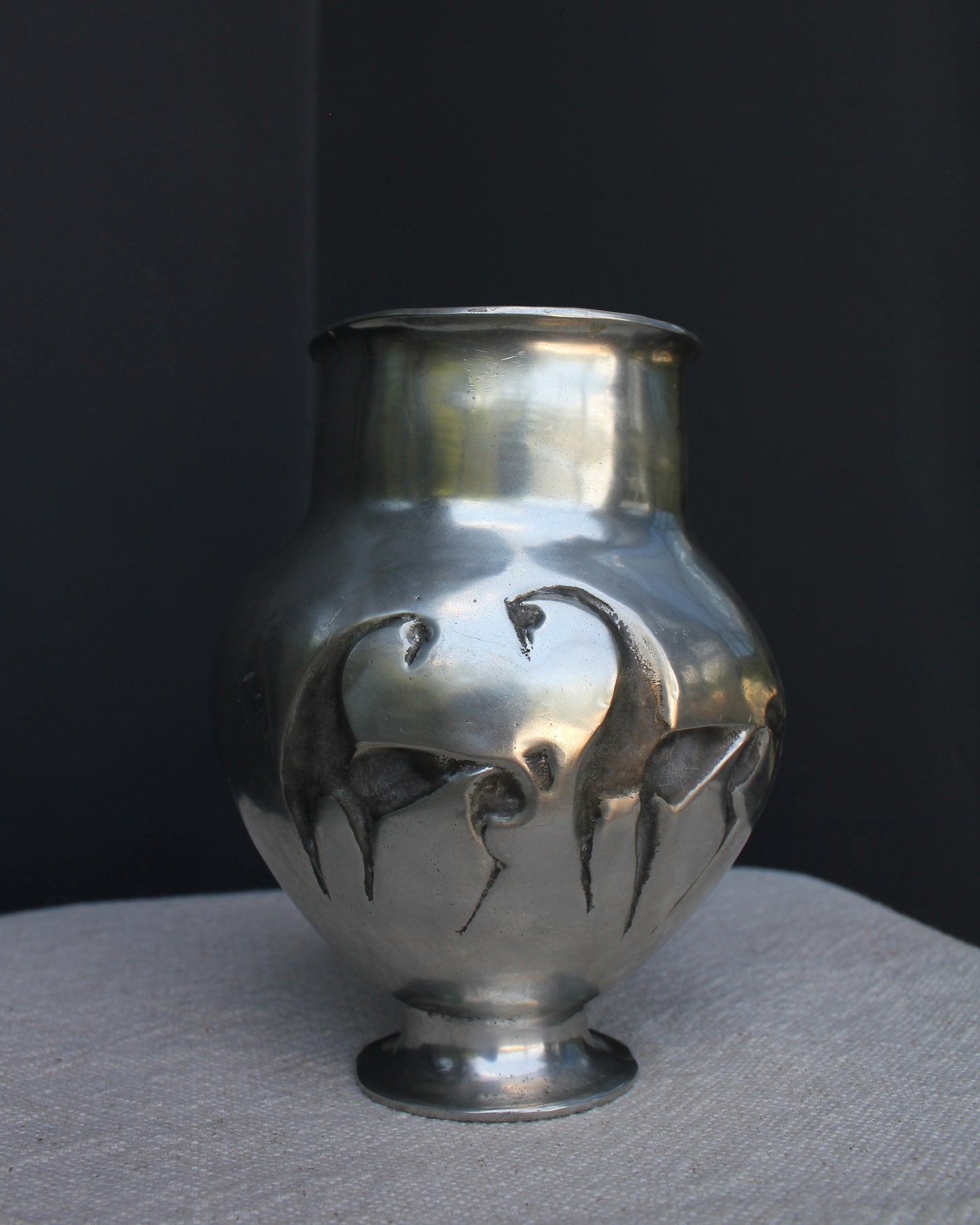 Mid-Century Pewter Horse Vase
