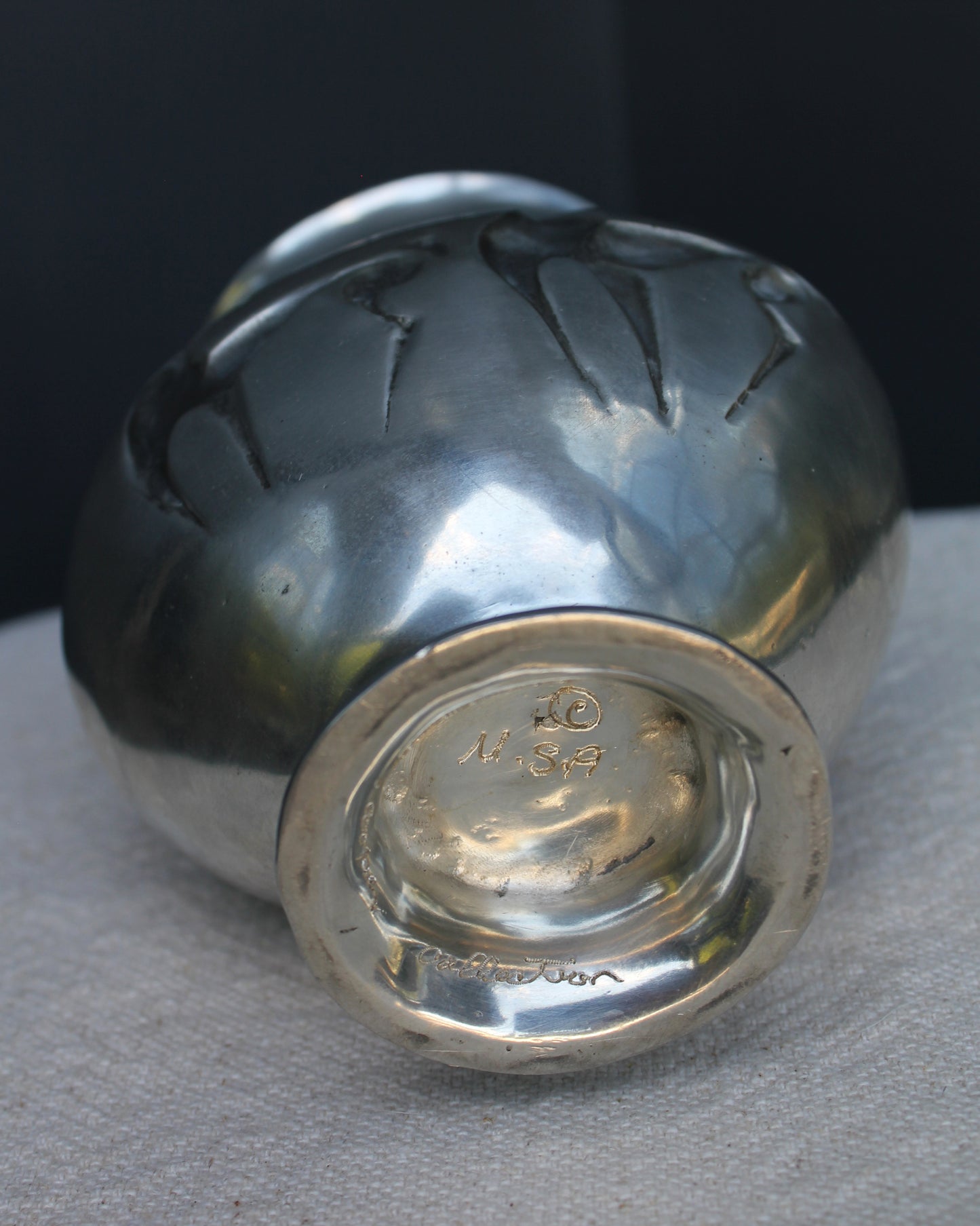 Mid-Century Pewter Horse Vase