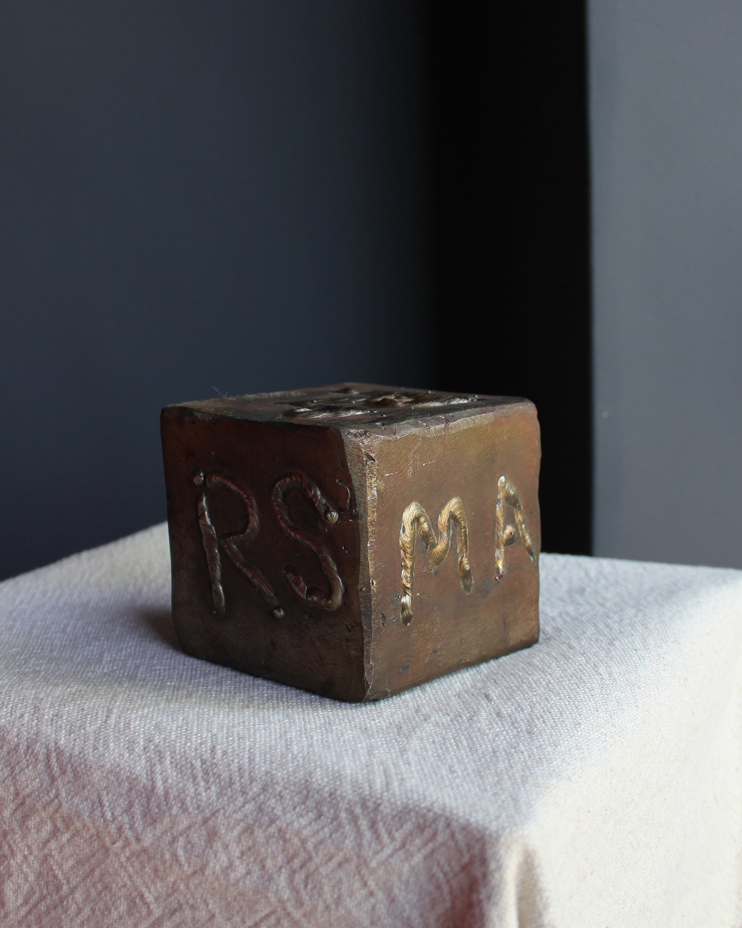 Vintage Hand Welded Metal Art Cube