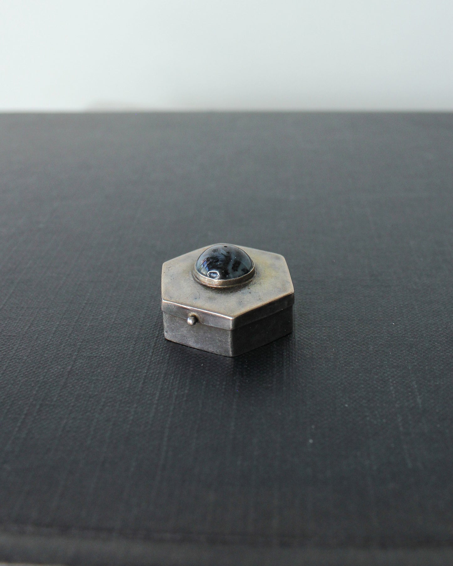 Sterling Silver & Agate Pillbox