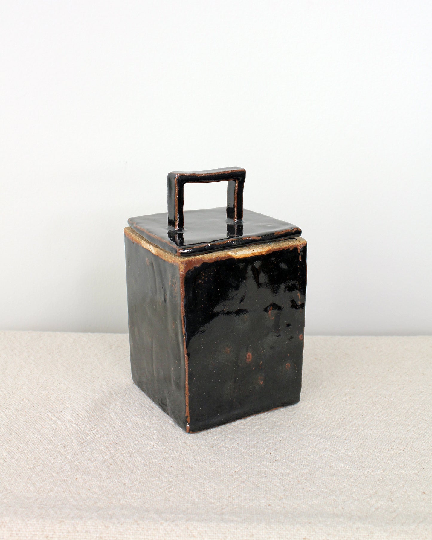 Chocolate Glazed Vessel with Lid