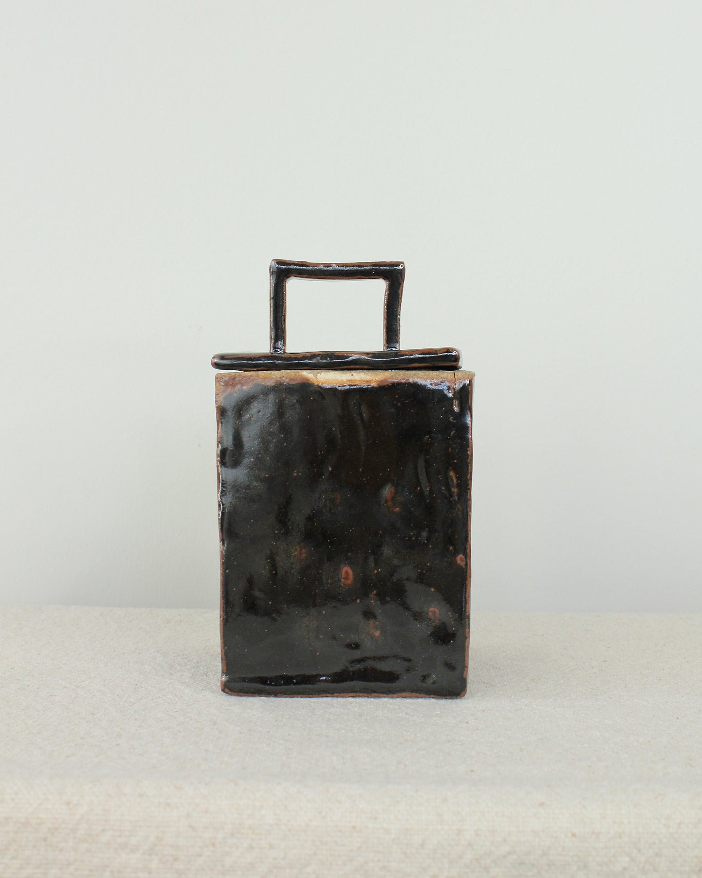 Chocolate Glazed Vessel with Lid