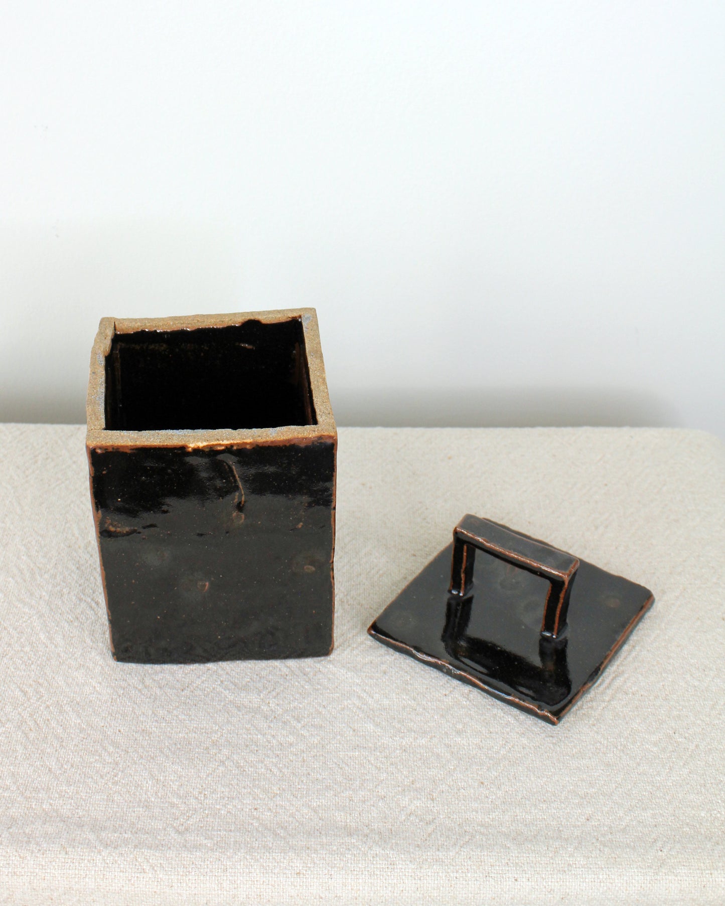 Chocolate Glazed Vessel with Lid
