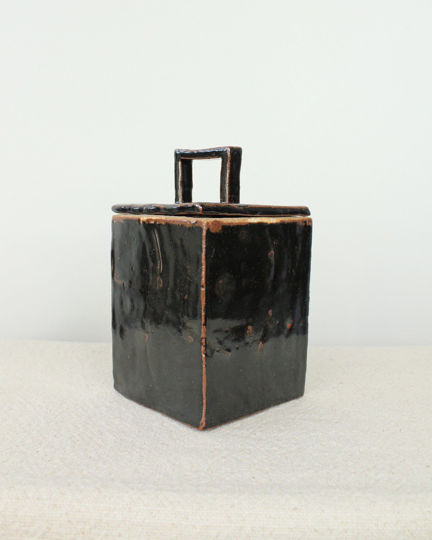 Chocolate Glazed Vessel with Lid