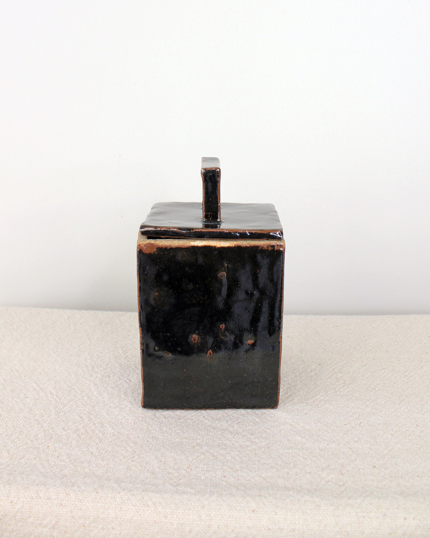 Chocolate Glazed Vessel with Lid