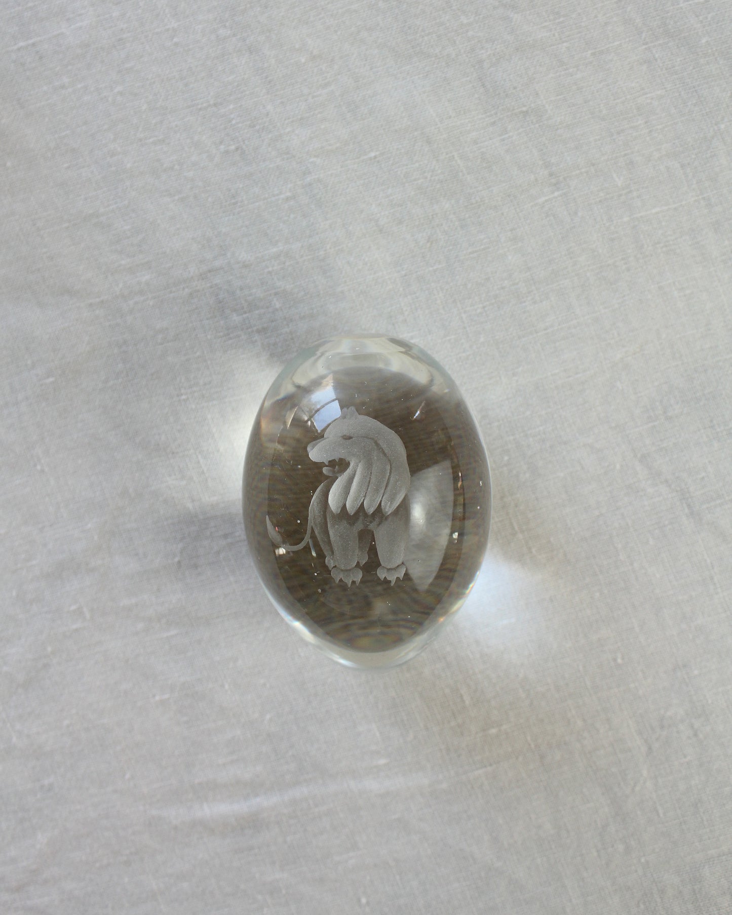 Leo Glass Egg Paperweight
