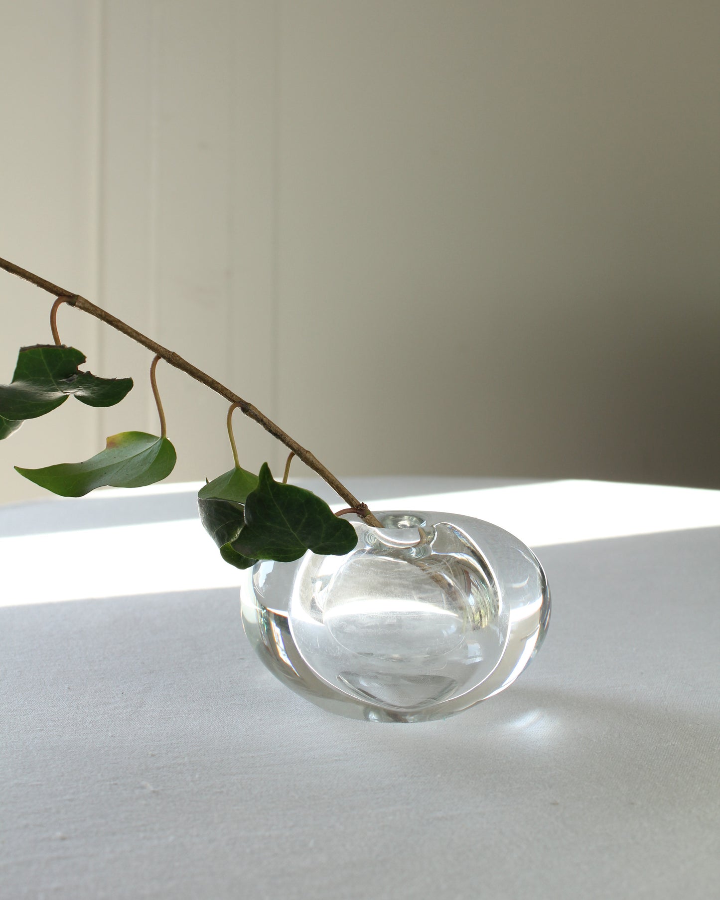 Mid-Century Oval Shape Clear Glass Bud Vase