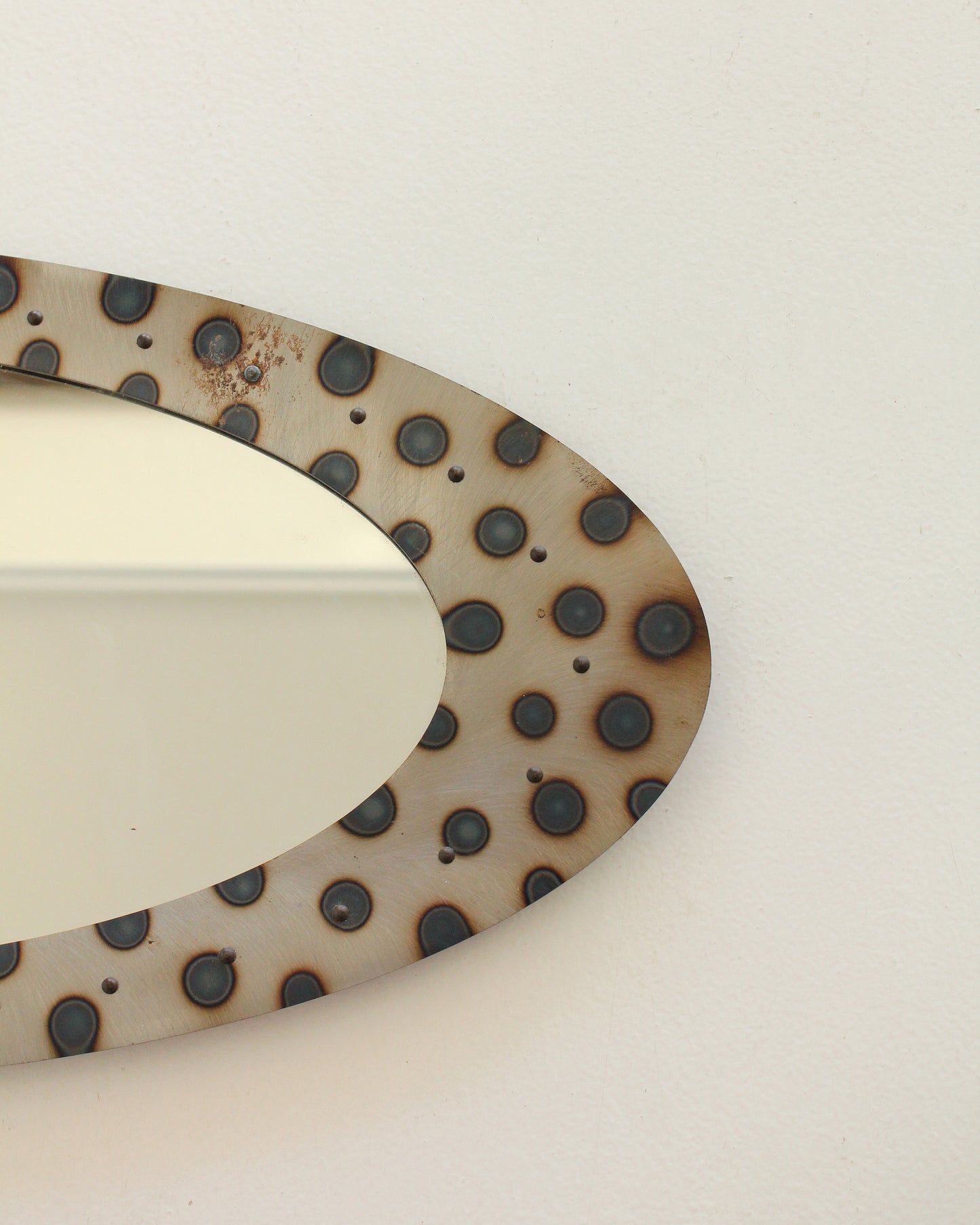 Spotted Studded Oval Mirror