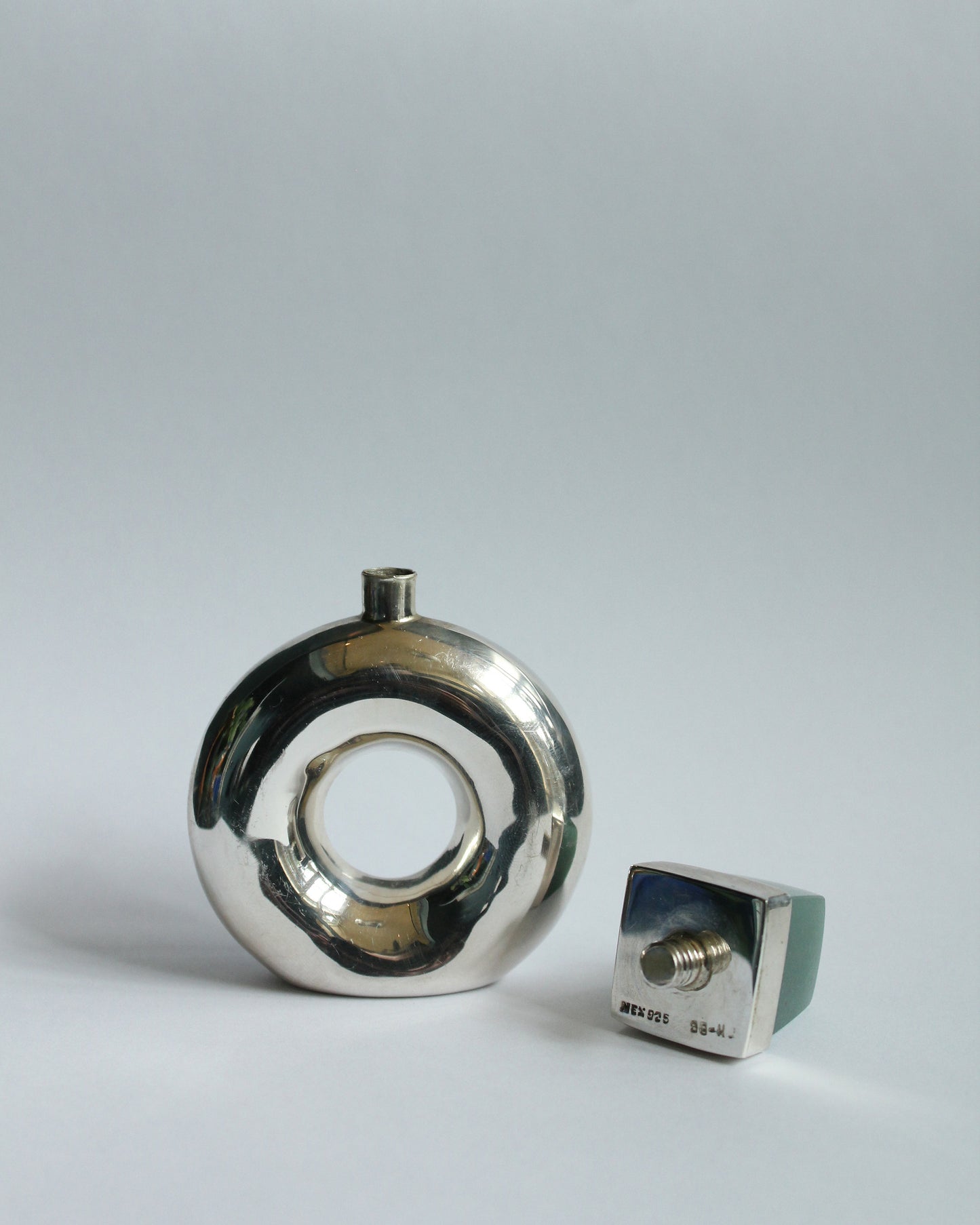 Modernist Jade & Silver Perfume Bottle