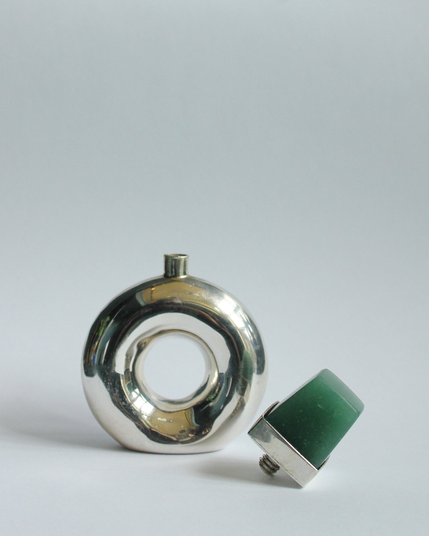 Modernist Jade & Silver Perfume Bottle