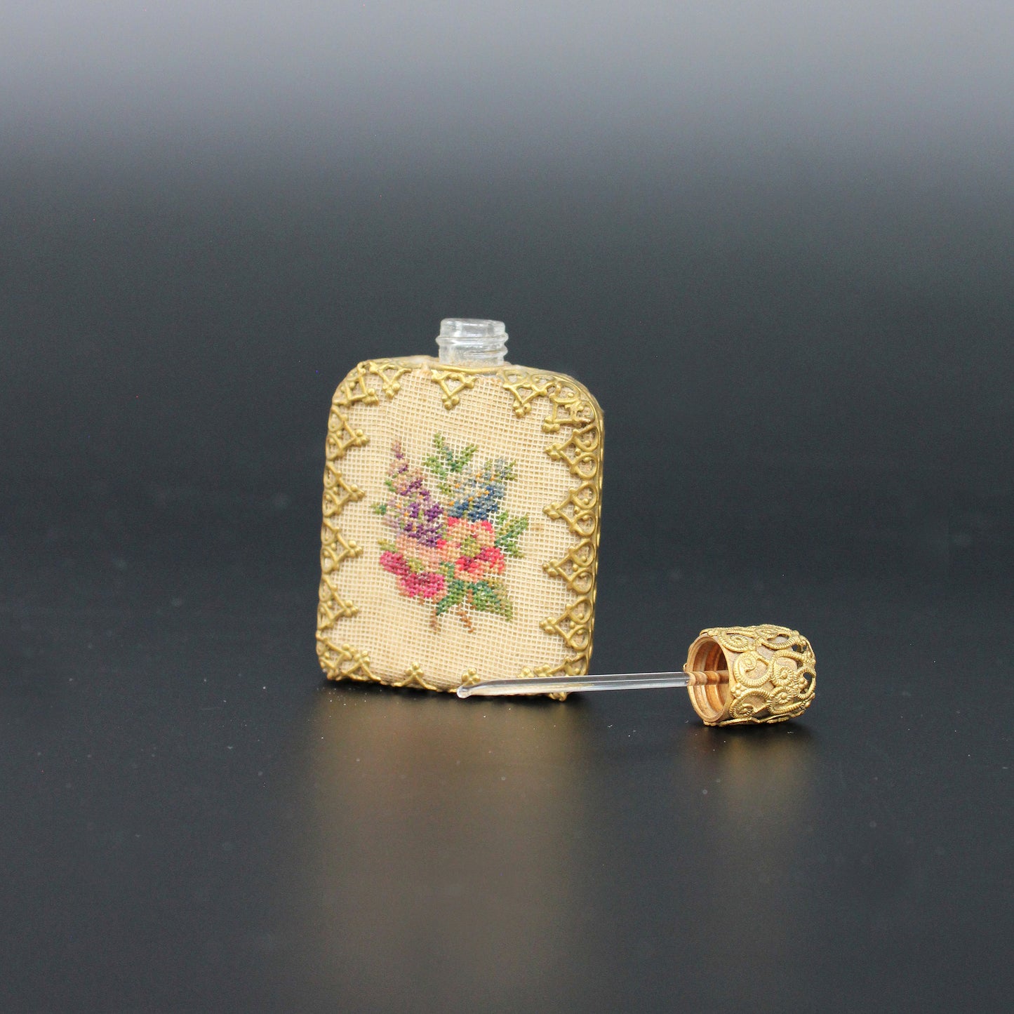 1970s Austrian Petit Point Perfume Bottle