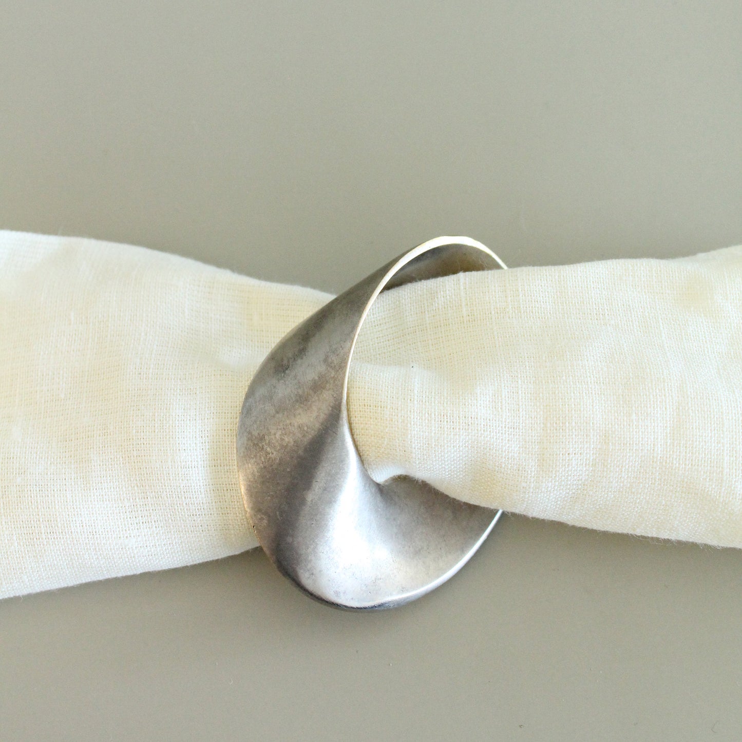 Mid Century Modernist Silver Plated Brass Napkin Rings