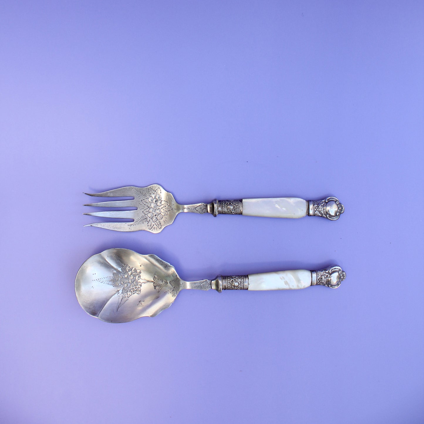 Mother of Pearl Flora and Fauna Salad Servers