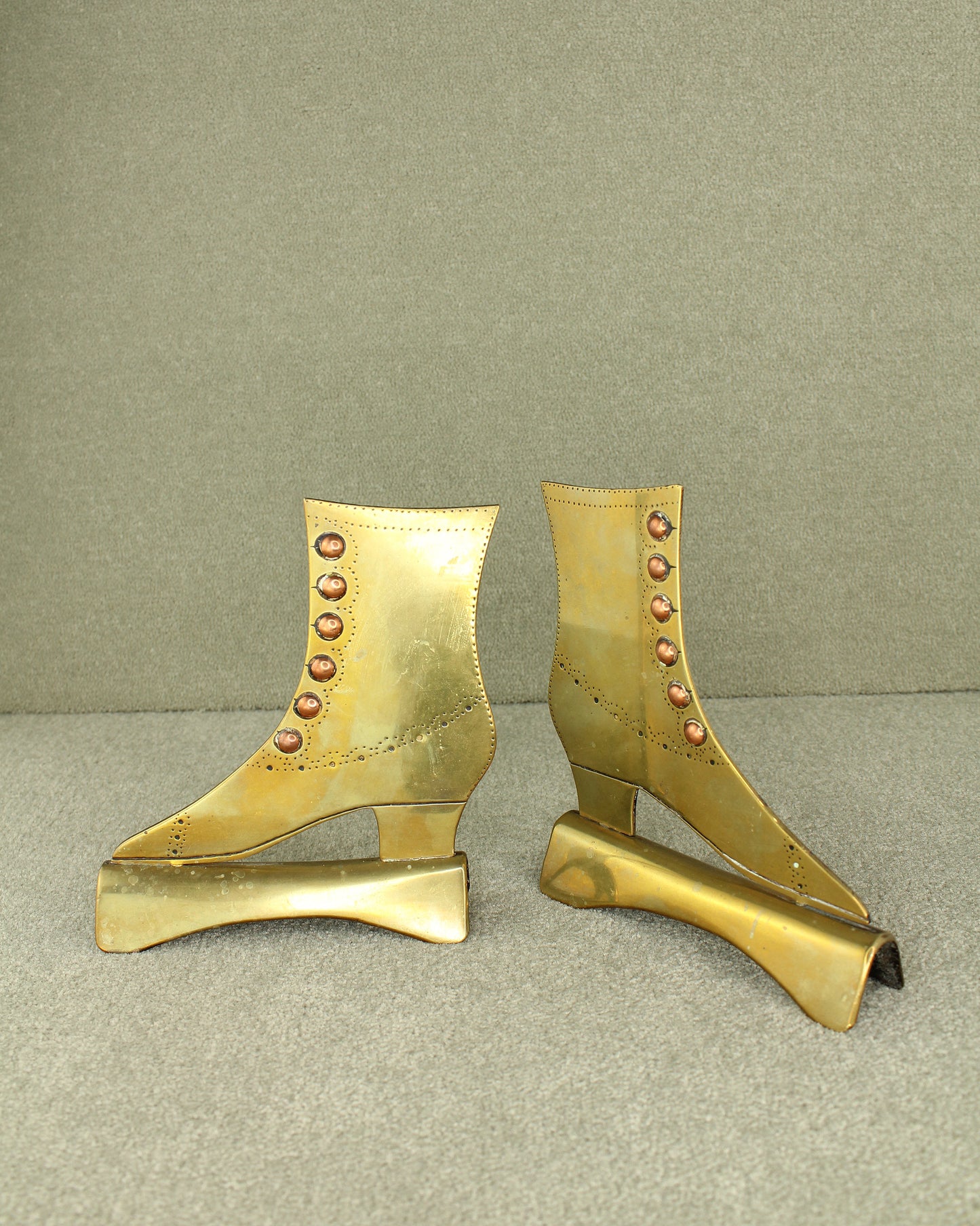 Antique Victorian Brass Cobbler Display Boots