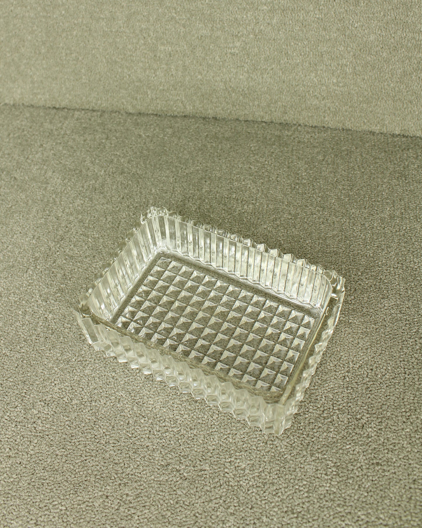 Vintage Mid Century Corrugated Ribbed Pressed Glass Catchall Dish