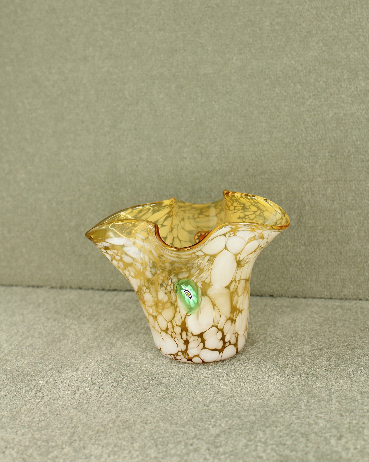 Millefiori Yellow Handkerchief Pot