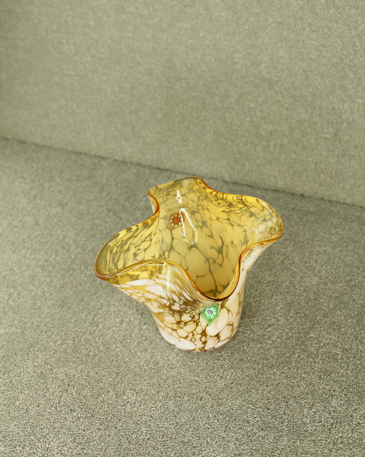 Millefiori Yellow Handkerchief Pot