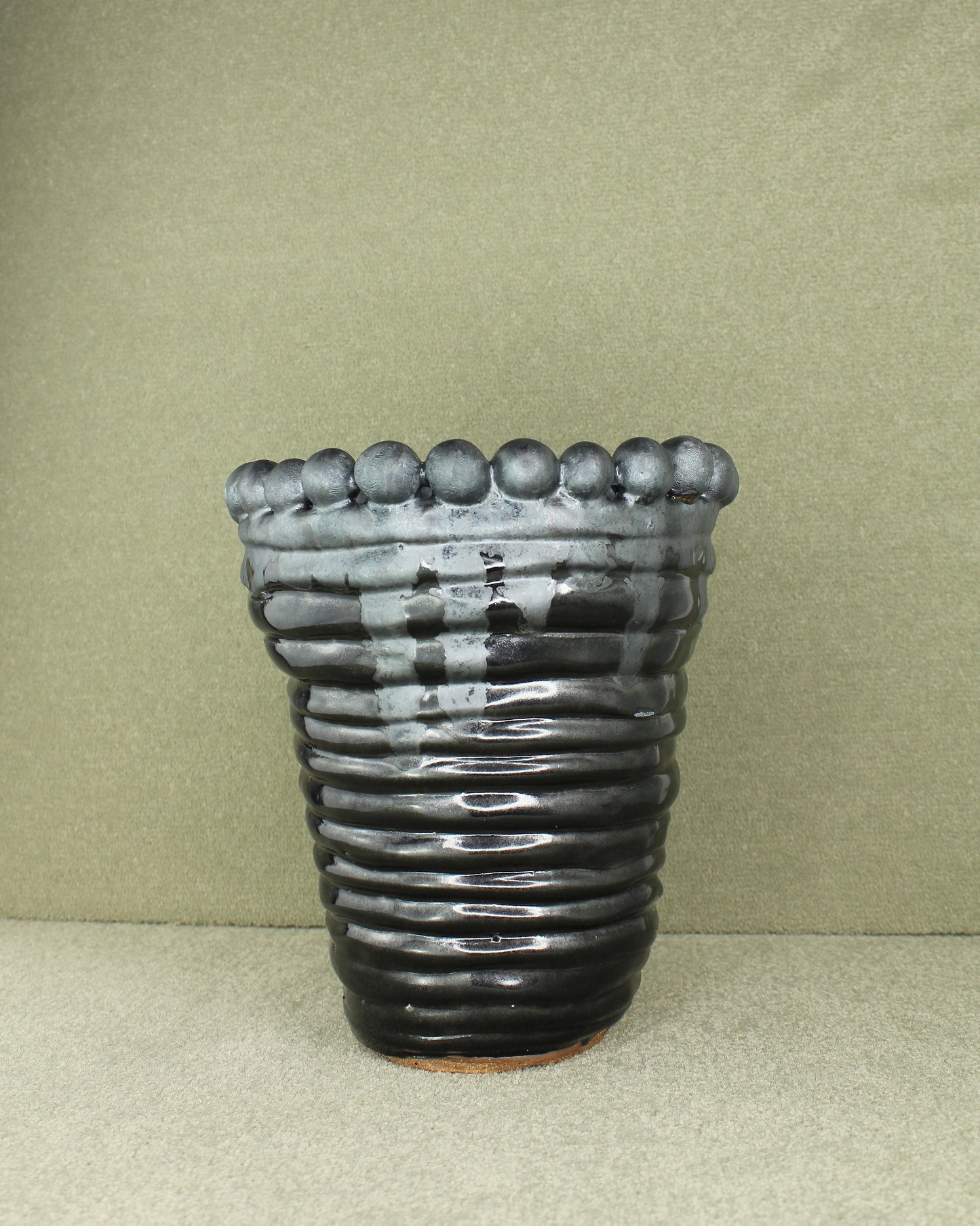 Large Ribbed Orb Vase