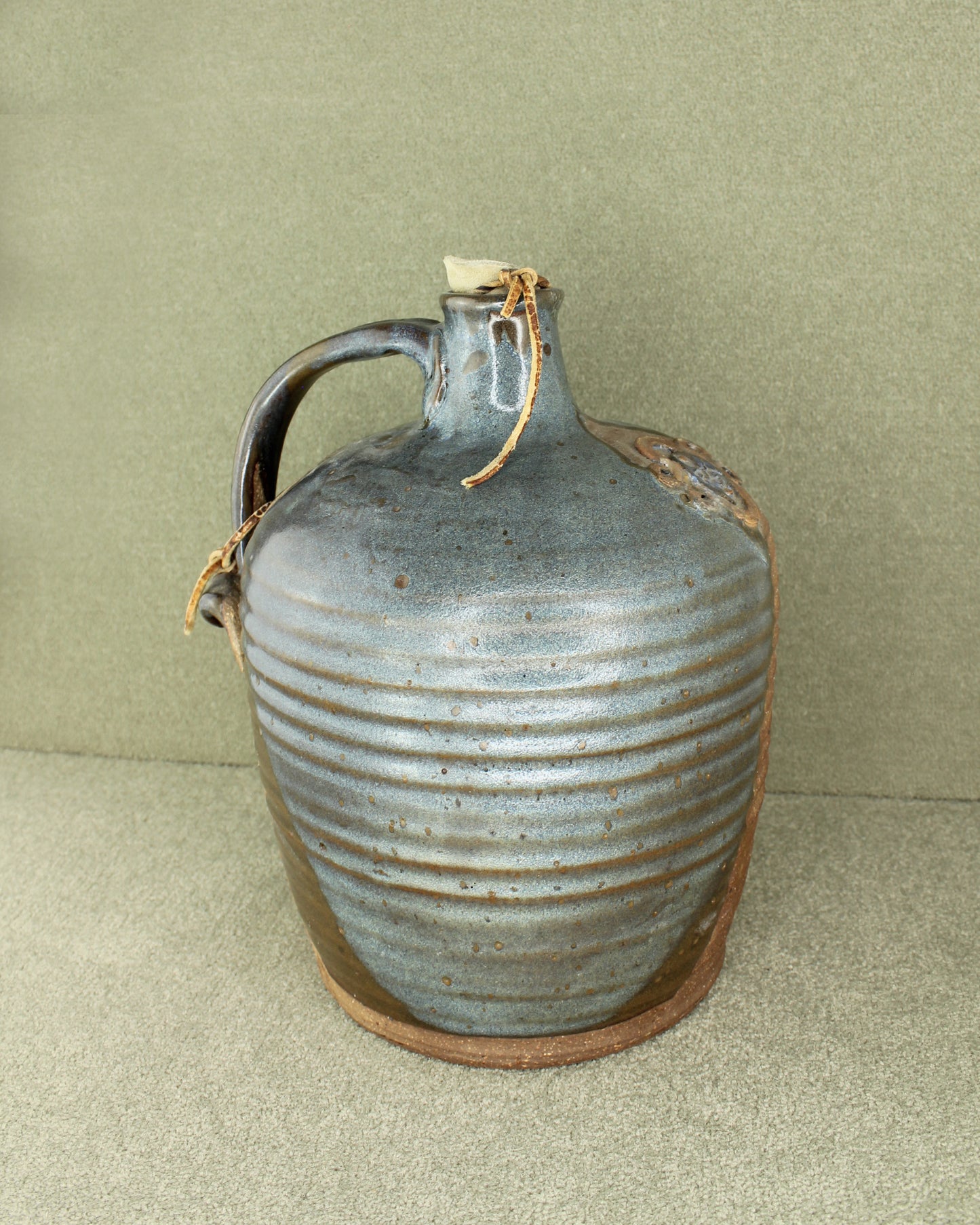 Large Ceramic Bottle & Cowhide Stopper