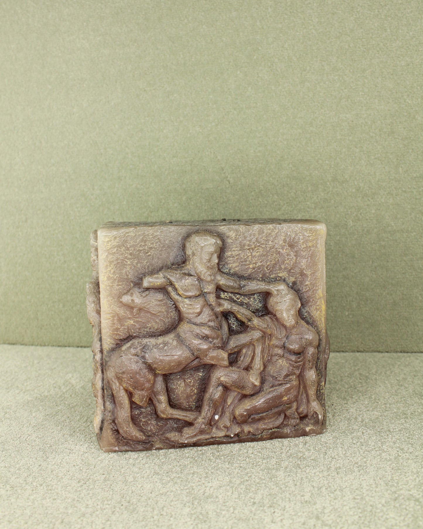 Vintage Carved Greek Mythology 4 Wick Centaur and Man Candle