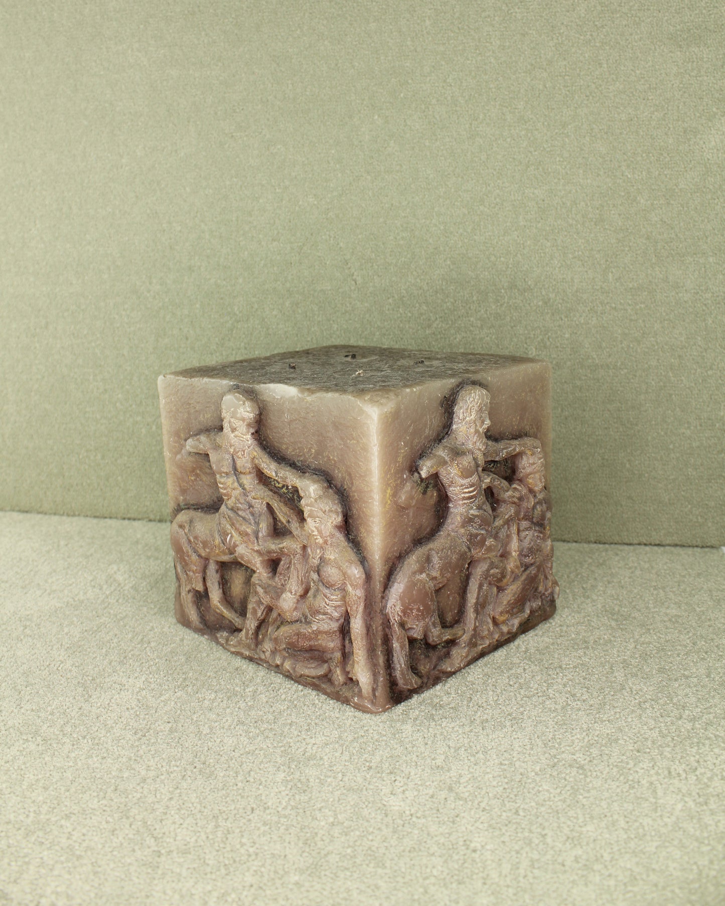 Vintage Carved Greek Mythology 4 Wick Centaur and Man Candle