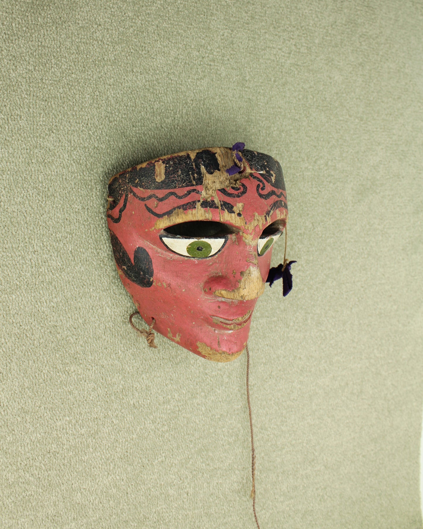 Mid Century Red Painted Dance Mask