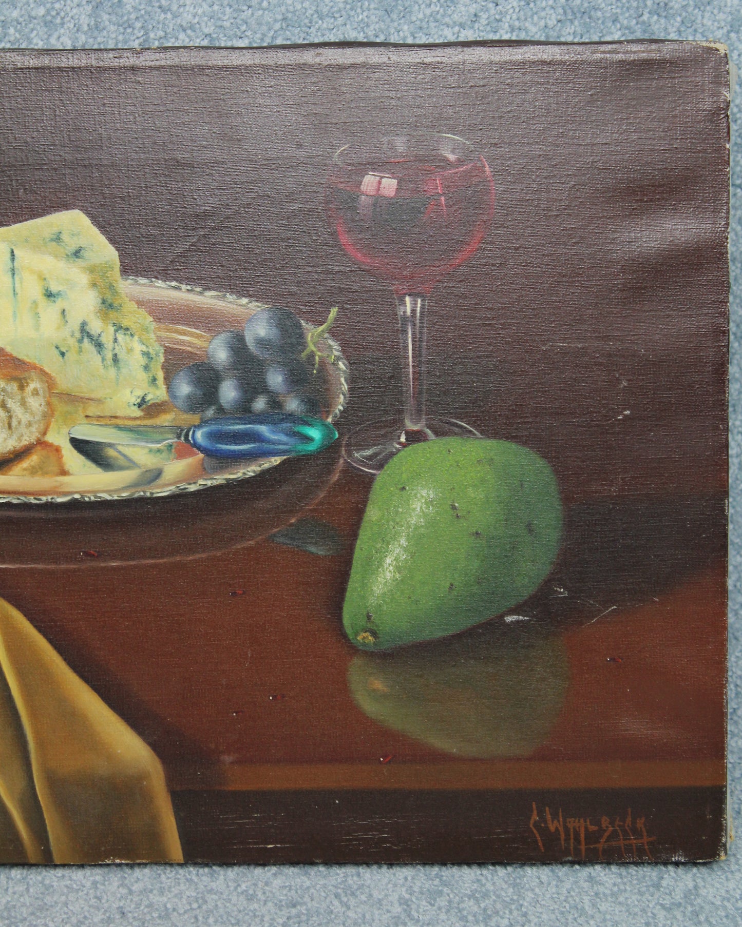 Still Life With Blue Cheese And An Avocado