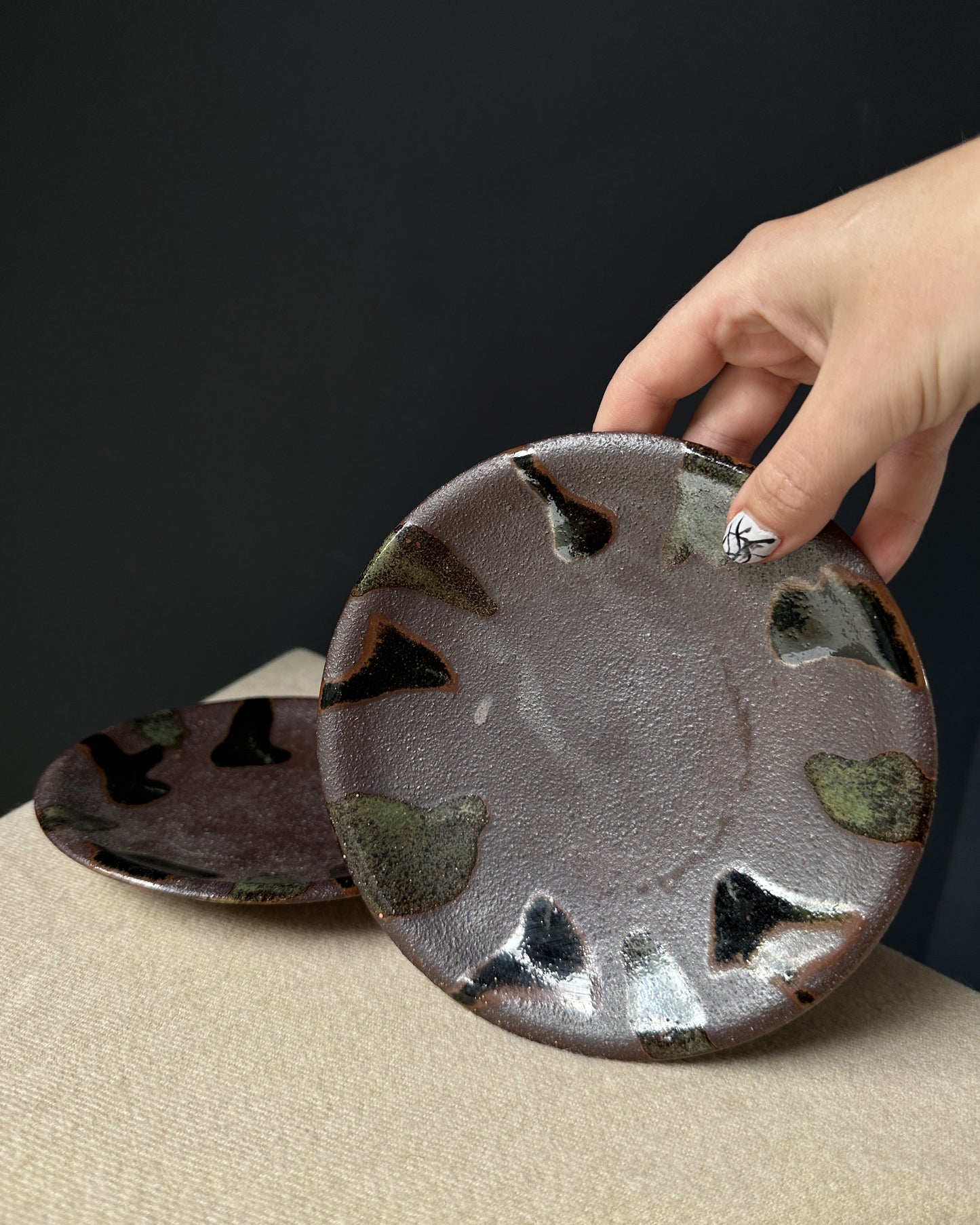 Small Aubergine Stoneware Plates, Set of 2