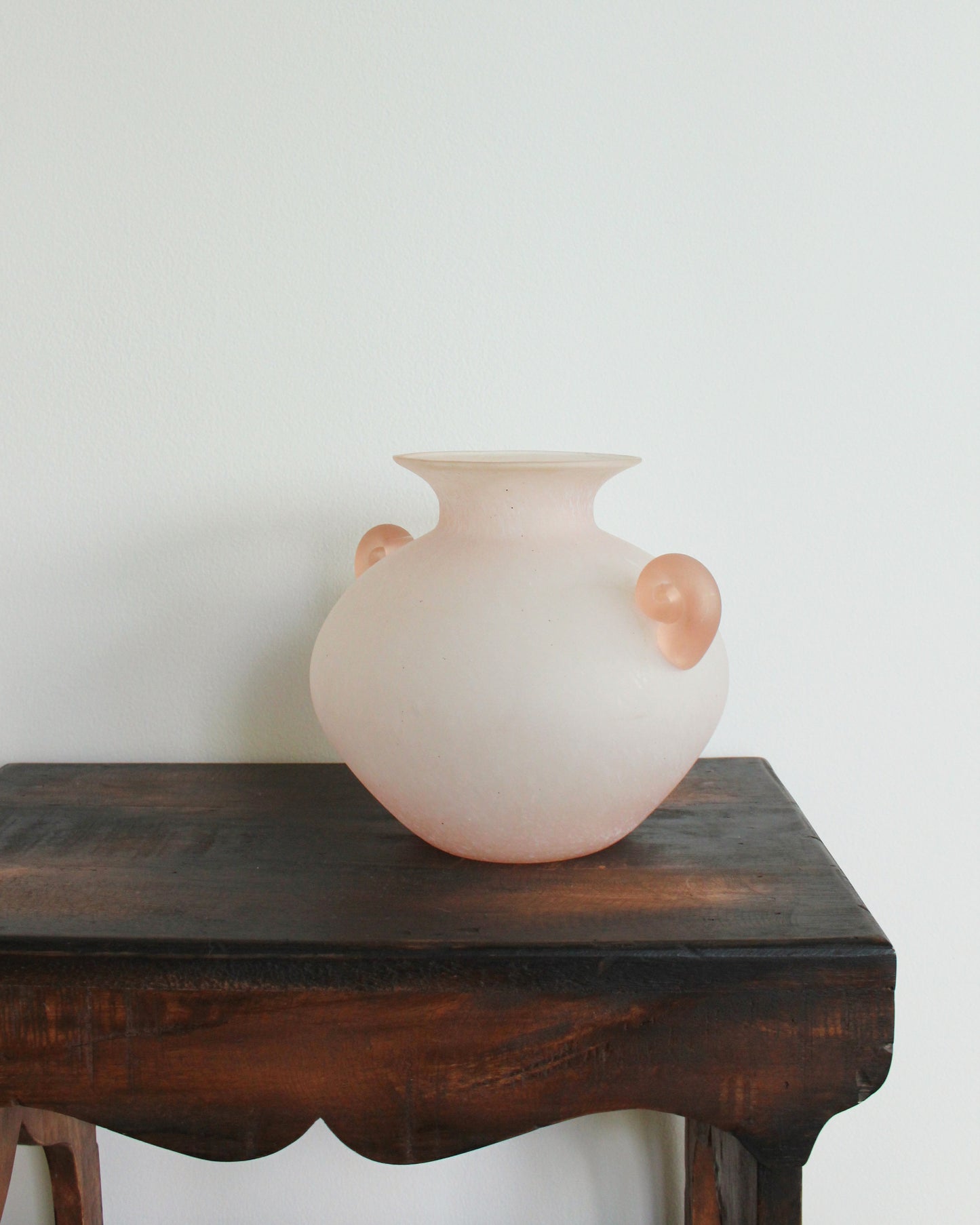 Murano Scavo Glass Vase With Curled Satin Handles