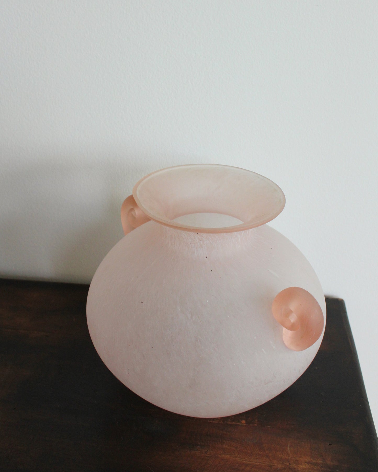 Murano Scavo Glass Vase With Curled Satin Handles