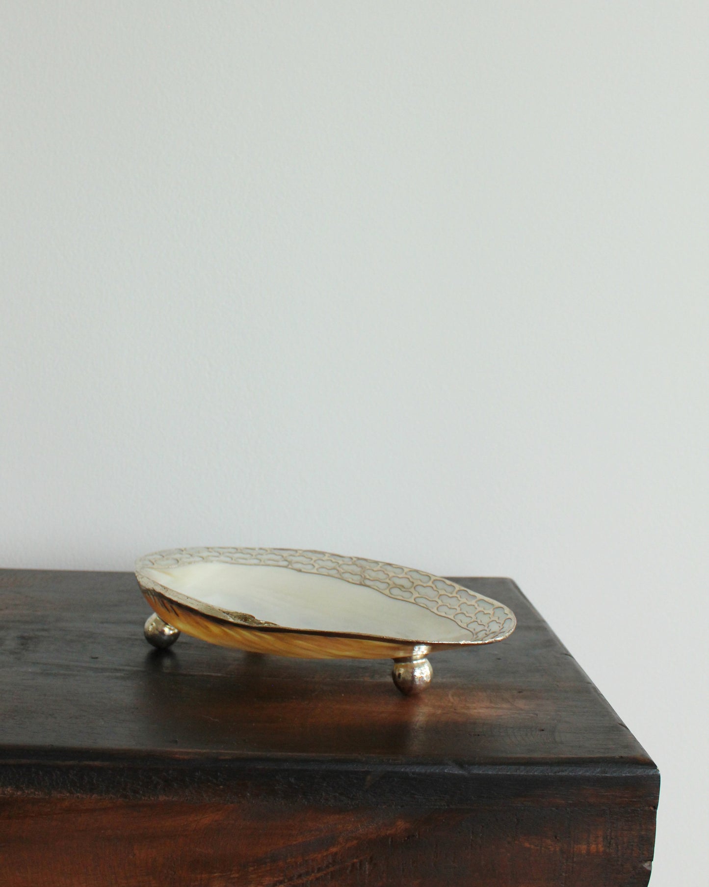 Abalone Dish with Silver Filigree Edge