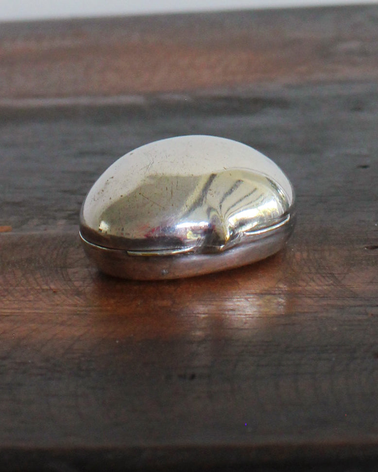 Silver Plated Brass Bean Pill Box