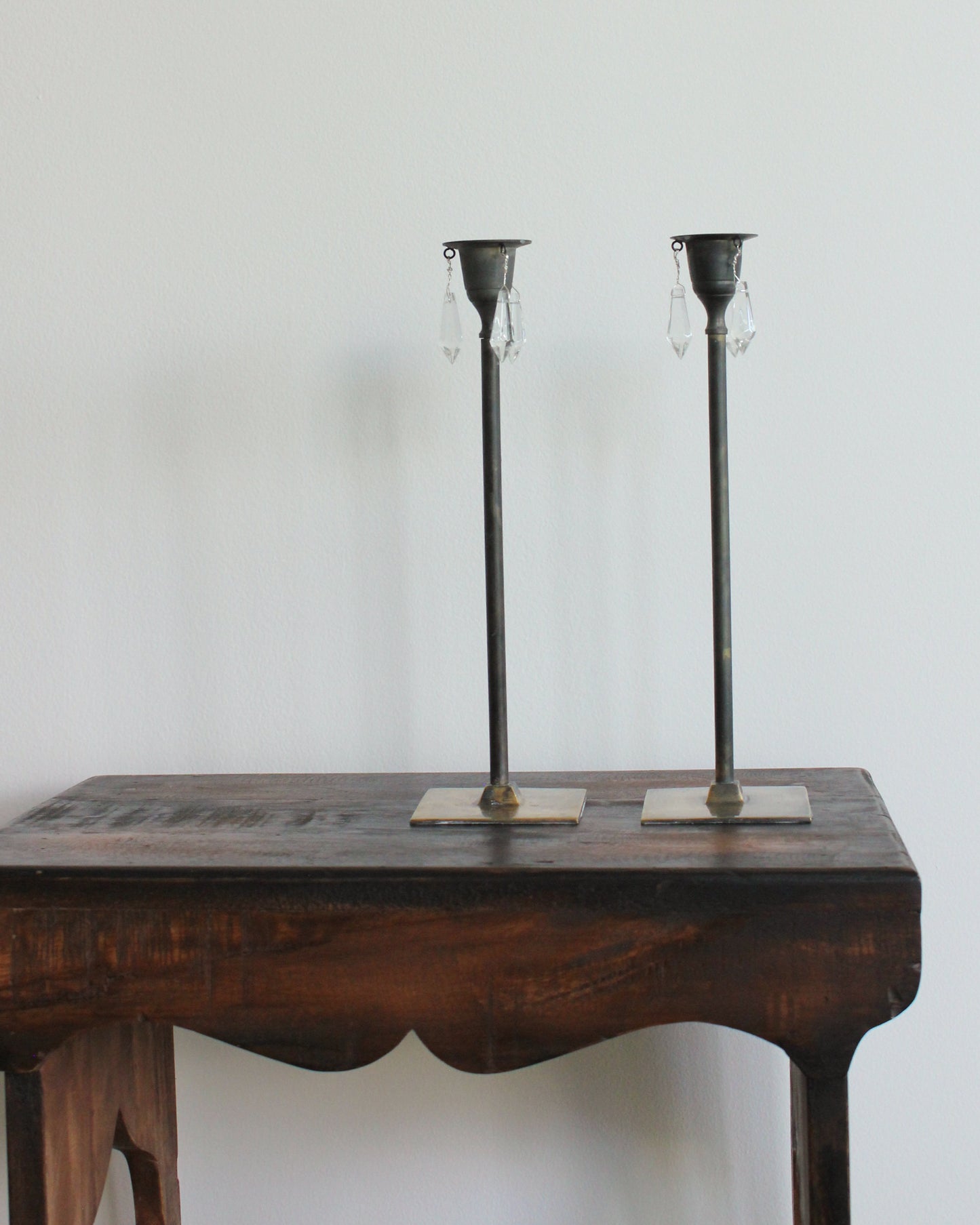 3 Crystal Silver Plate Candle Holders