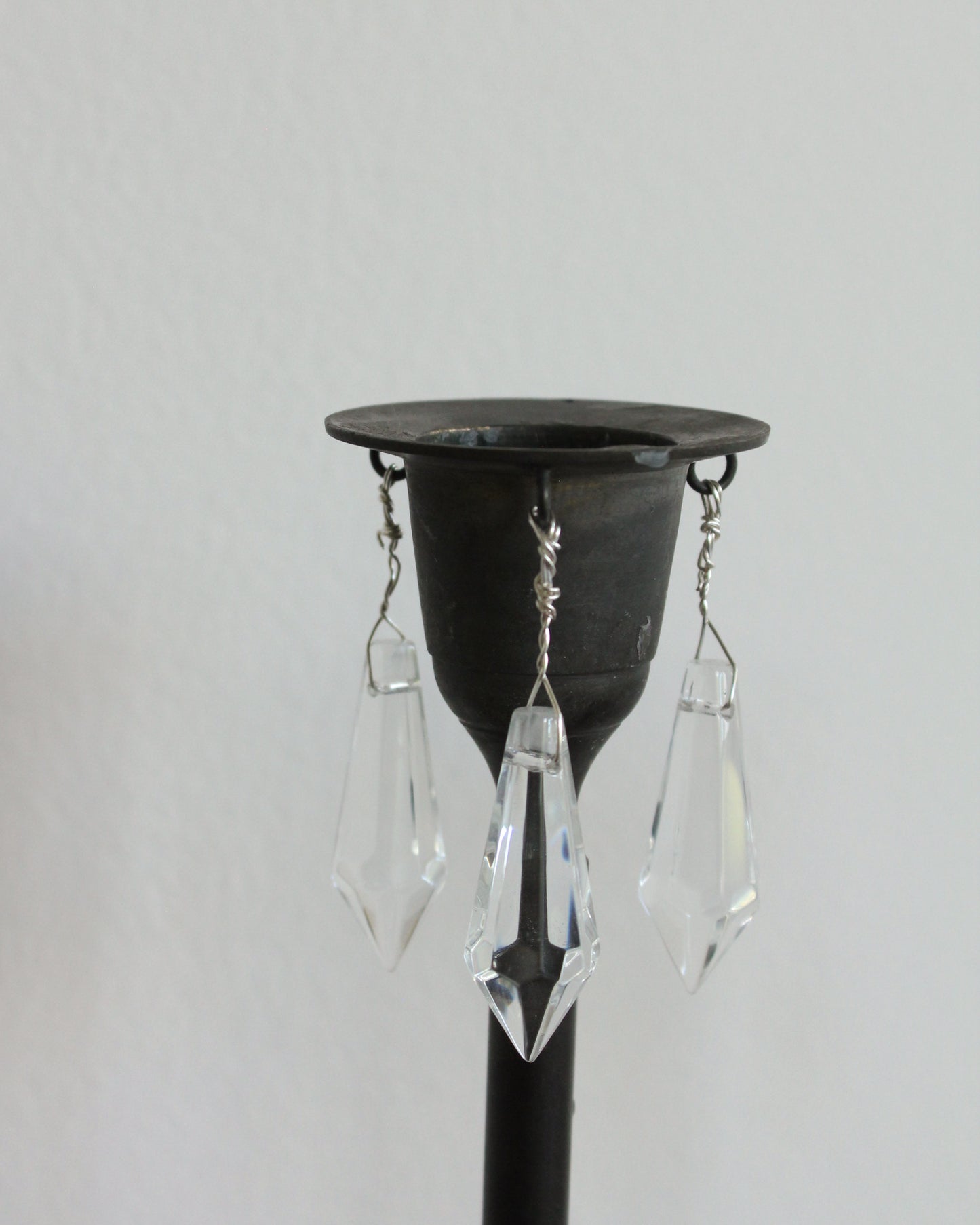 3 Crystal Silver Plate Candle Holders