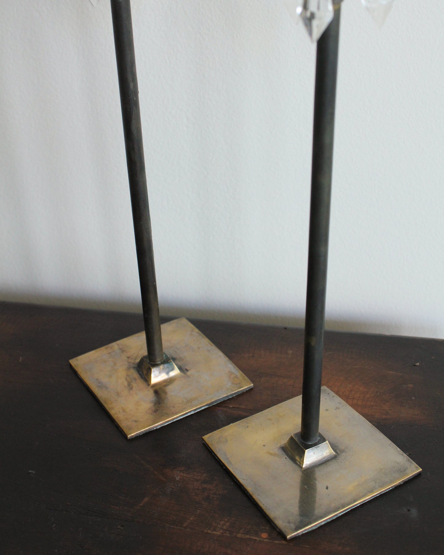 3 Crystal Silver Plate Candle Holders