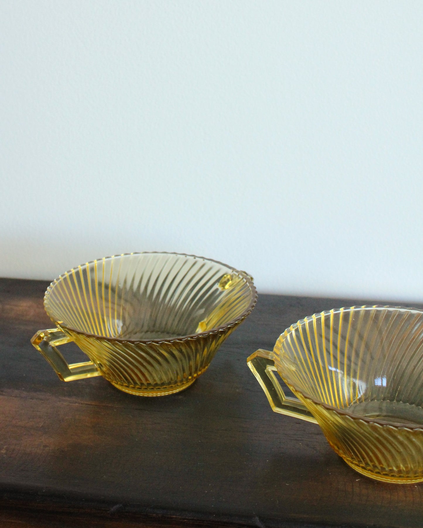 Amber Deco Depression Glass Ice Cream Bowls