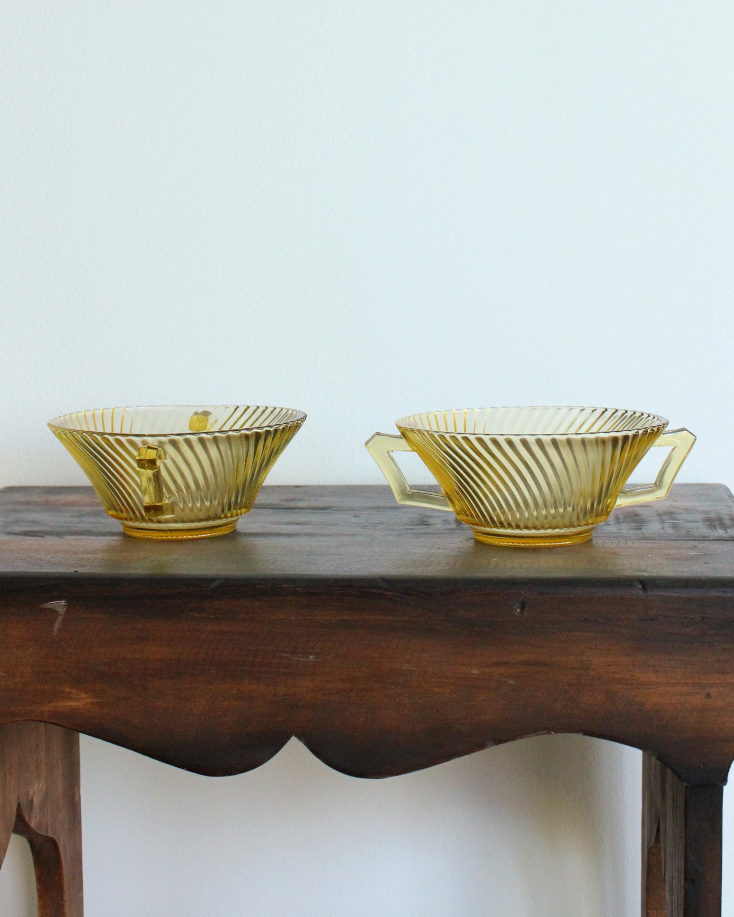 Amber Deco Depression Glass Ice Cream Bowls