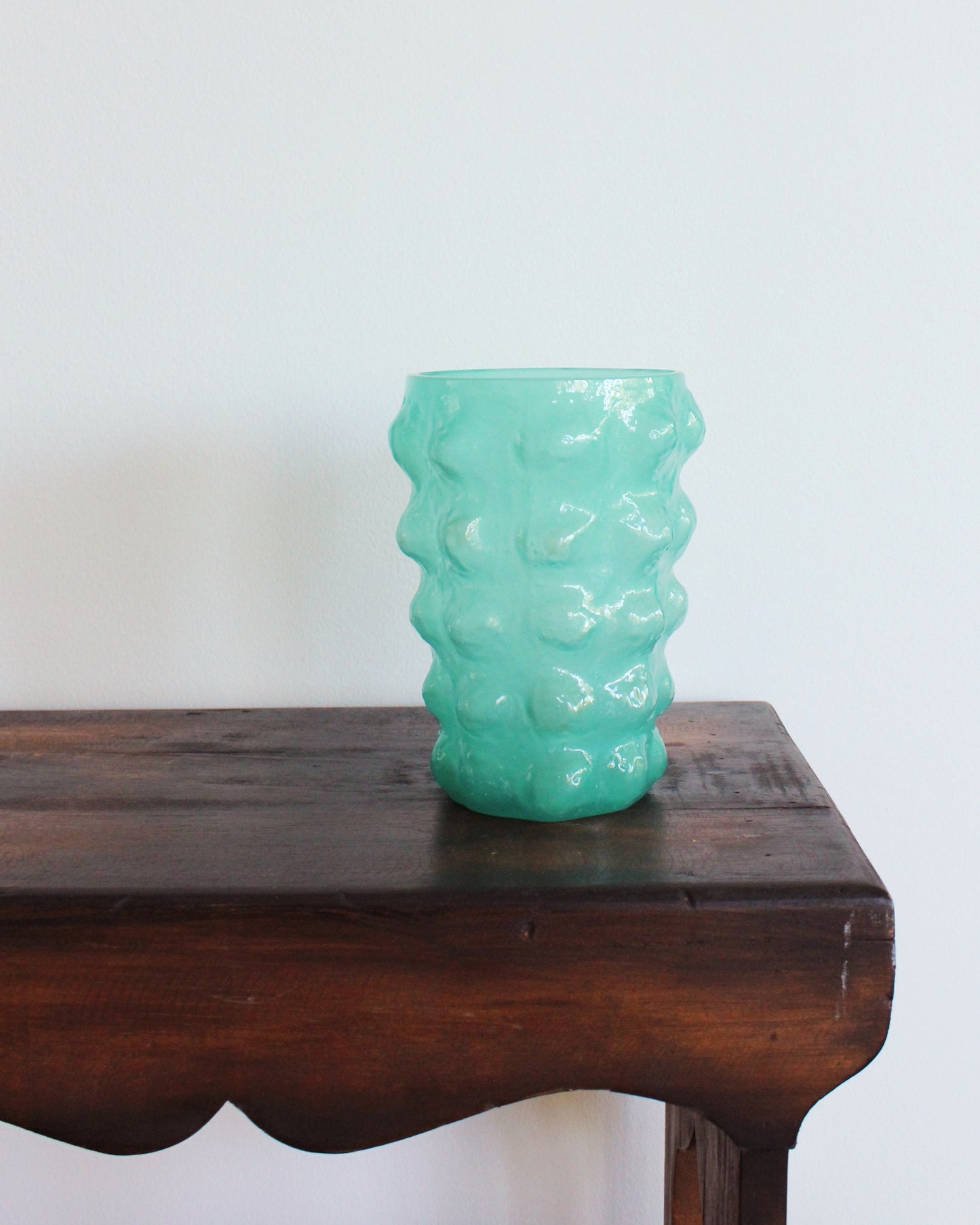 Turquoise Blue Bubble Glass Vase