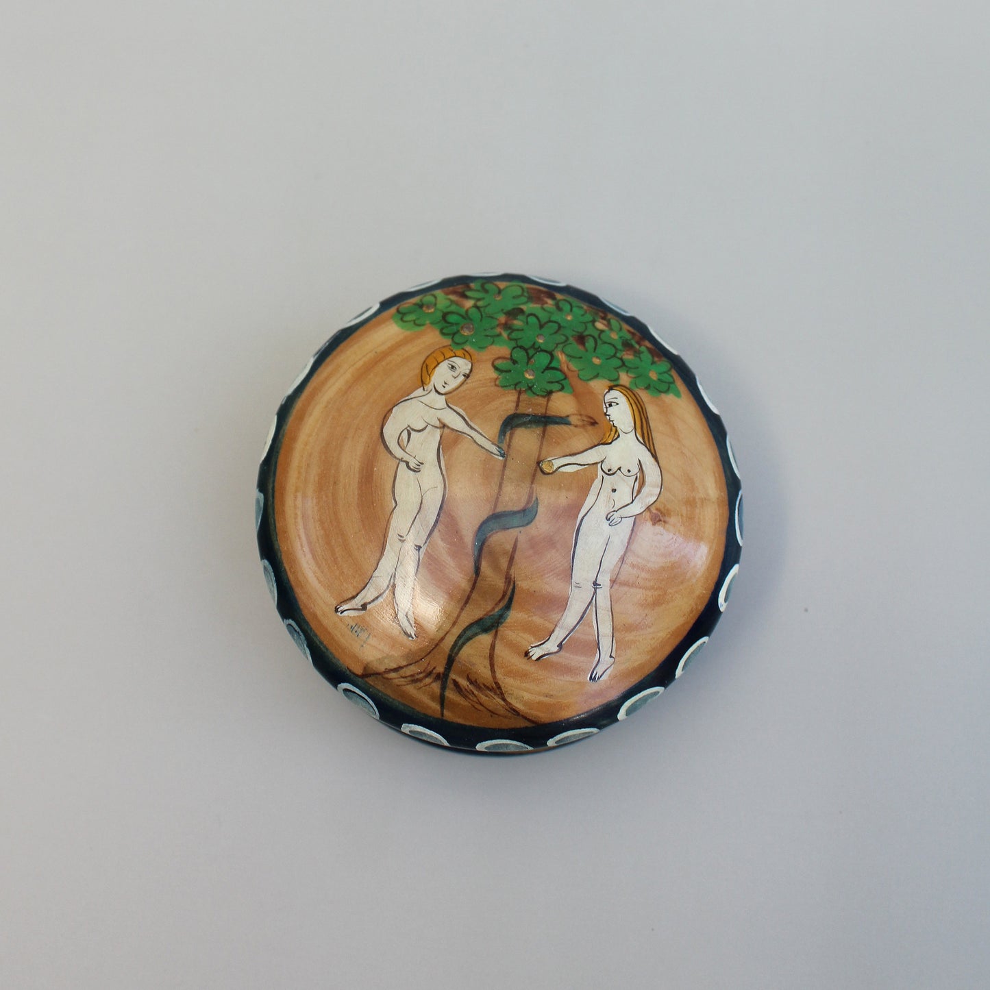 Vintage Adam & Eve Hand-painted Box