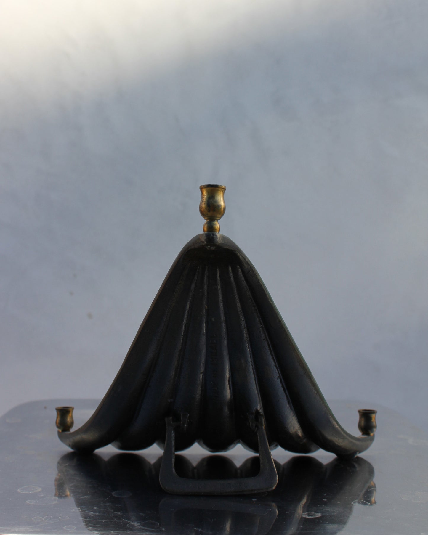 Mid Century Brass Peacock Waterfall Menorah