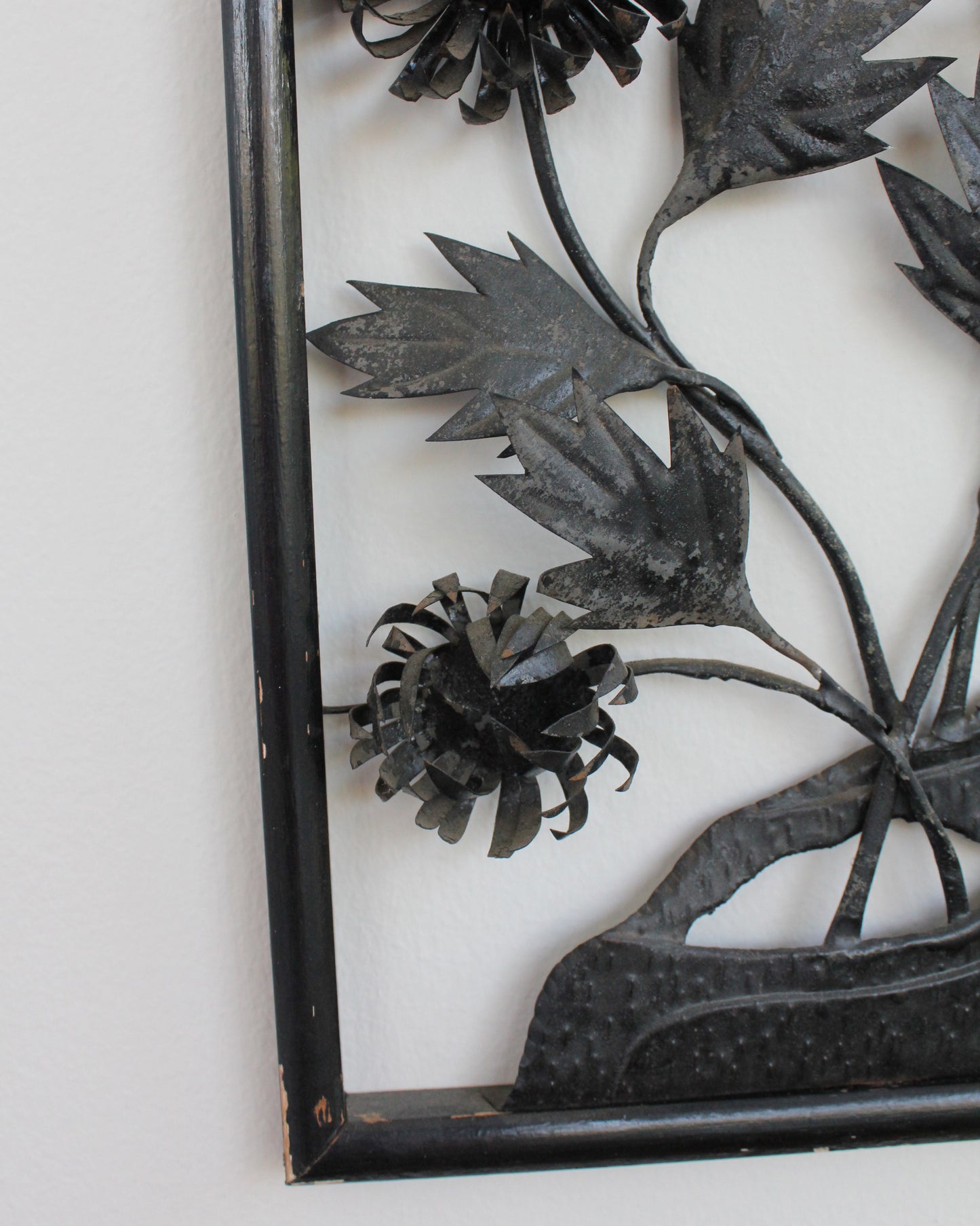 Mid Century Floral Metal Art