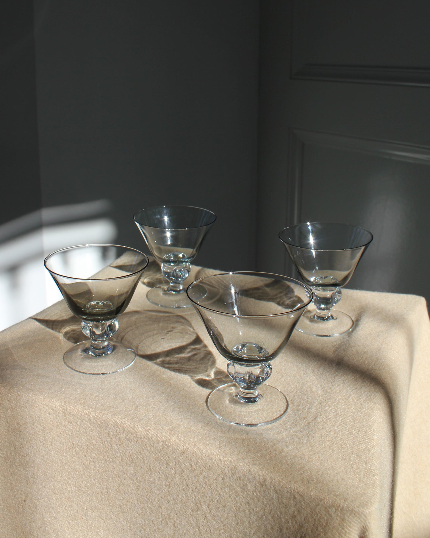 Smoked Glass Liqueur Glasses, set of 4