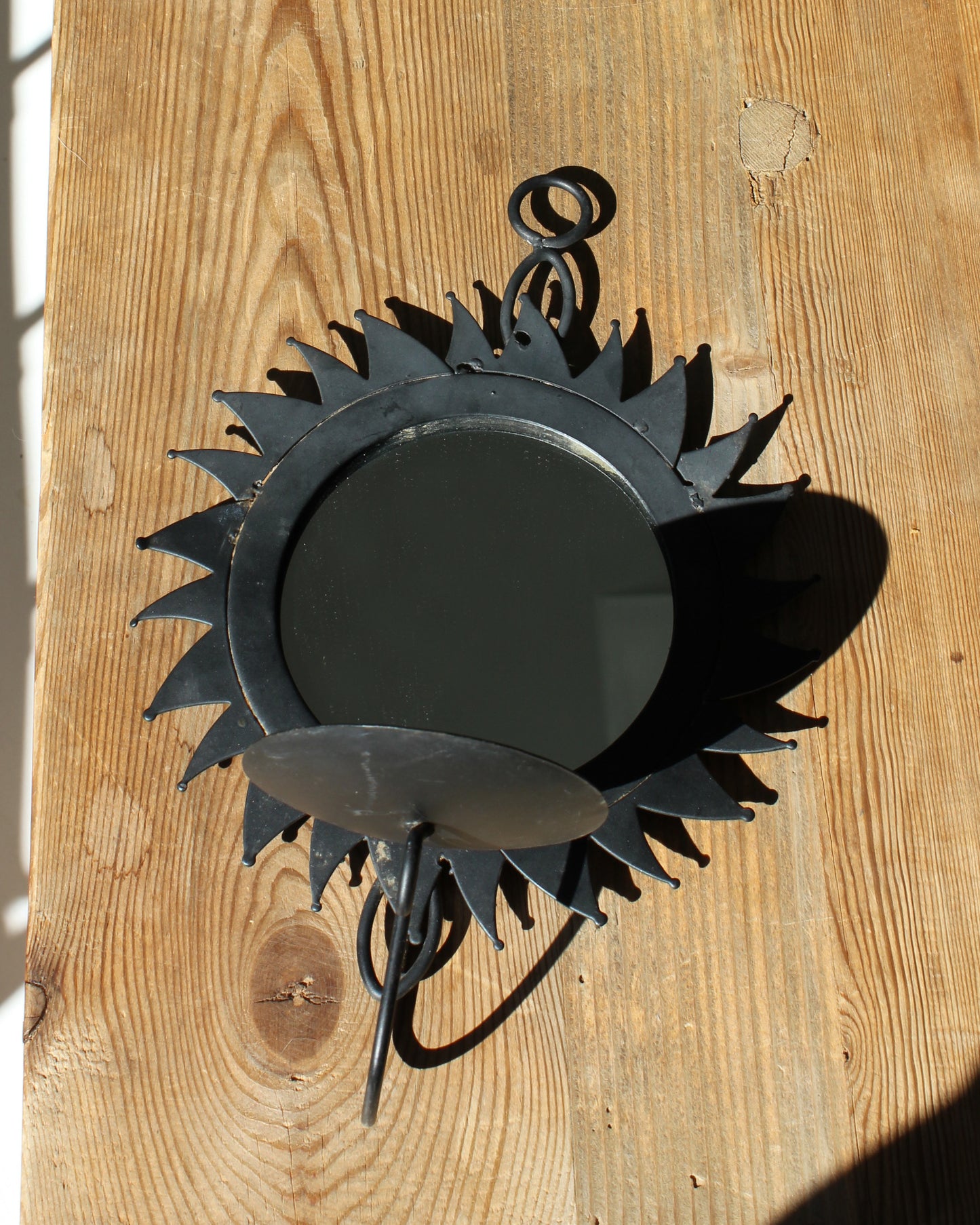 Mirrored Metal Sun Sconce, Pair