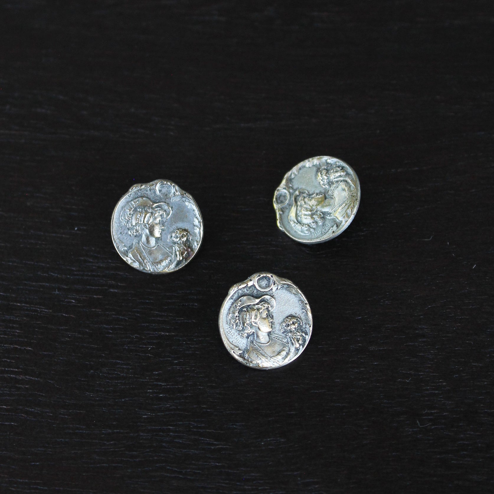 Antique French Art Nouveau Armand Bargas Signed Silver Buttons