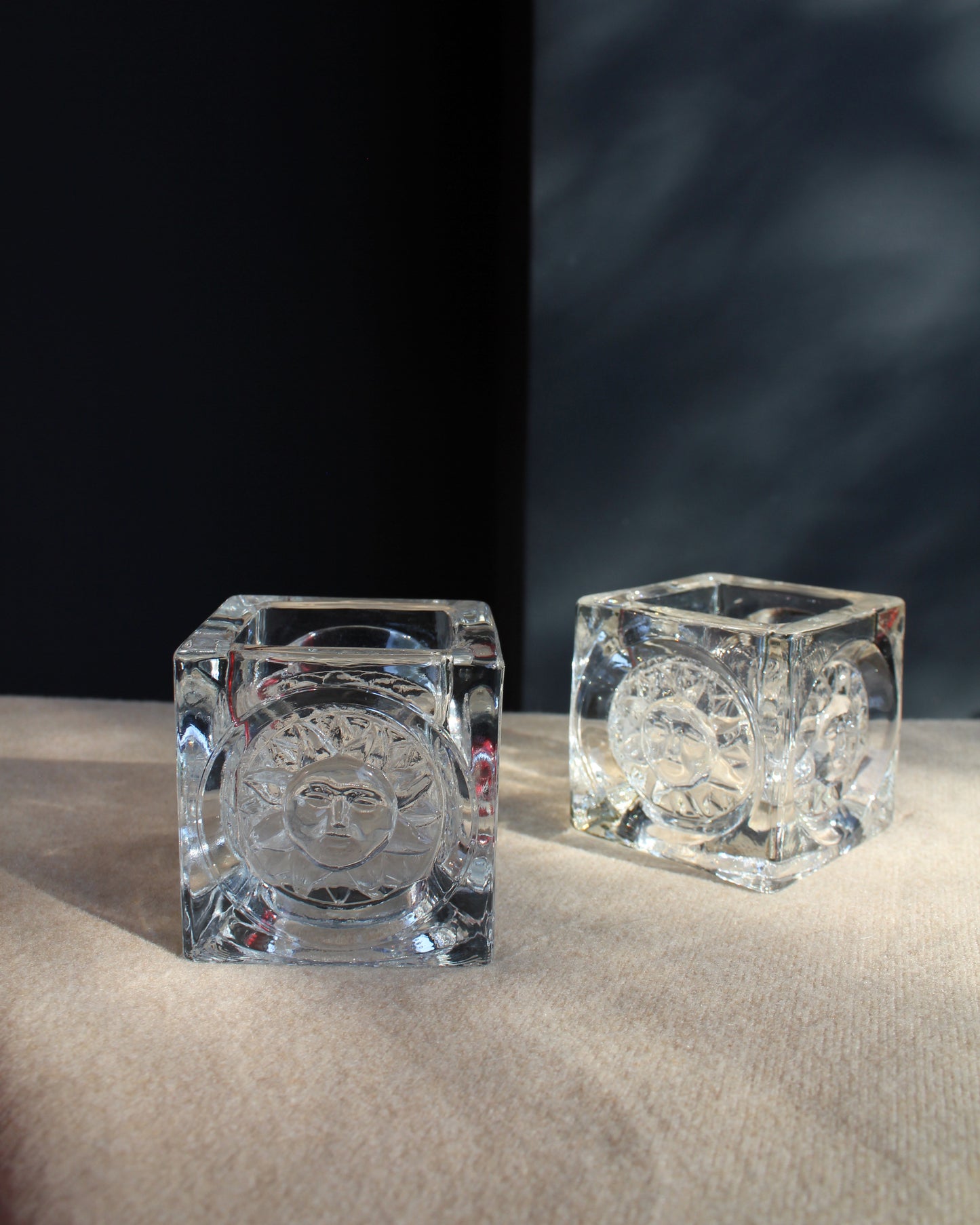 1990s Vintage Glass Sun Tea-light Holders