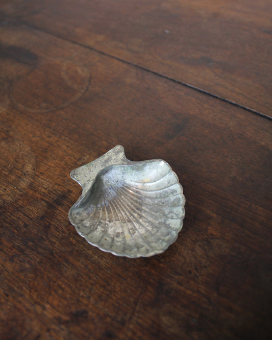 Vintage Japanese Silver Plate Clam Shell Salt Cellar 